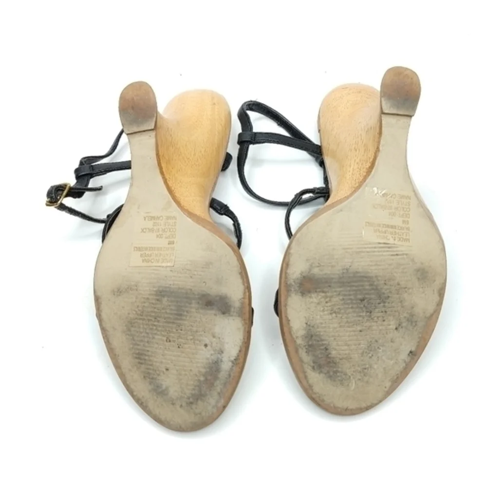 Bakers Carmela 6 M‎ Black Gold Strappy Wedges
